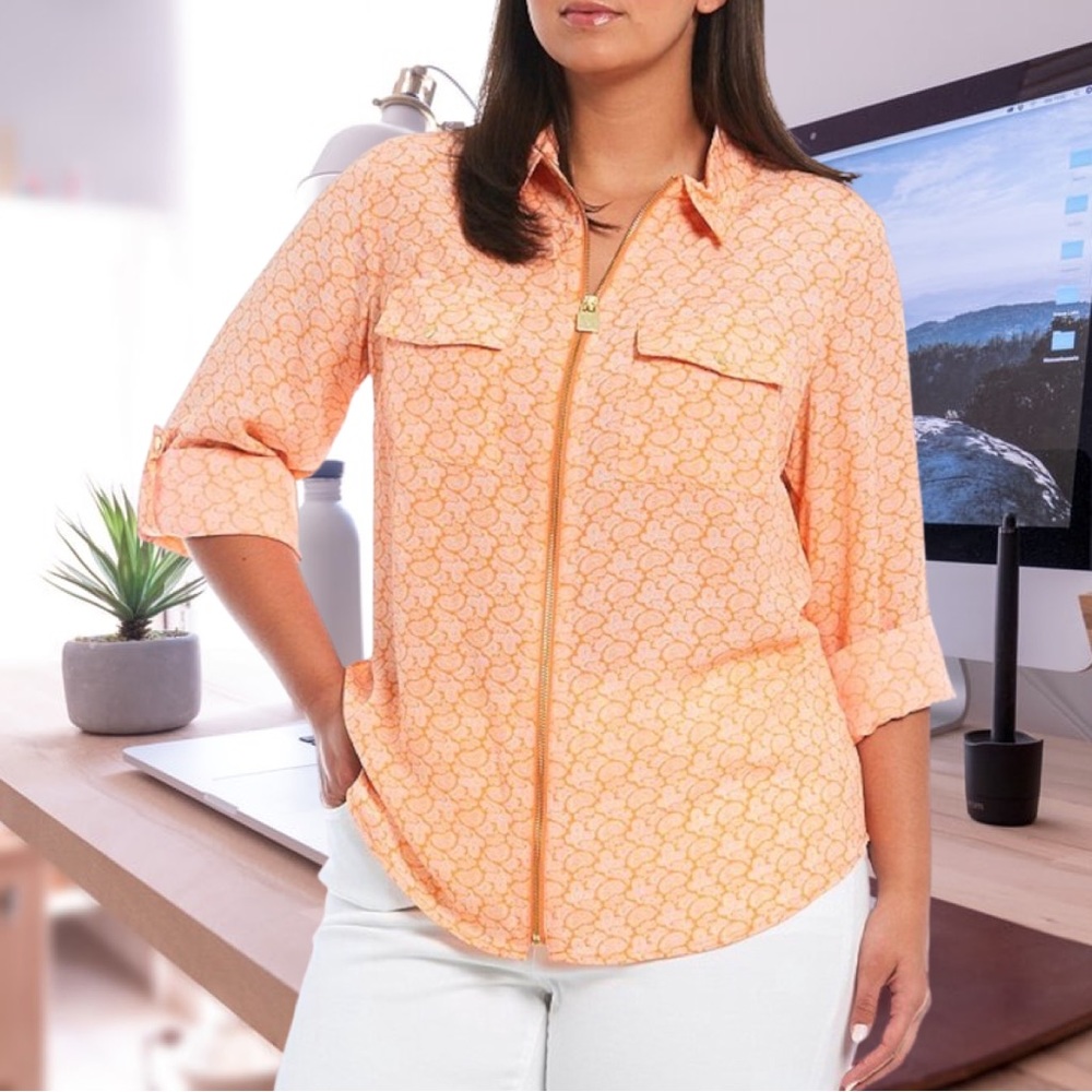 Michael Kors Paisley Zipper Blouse